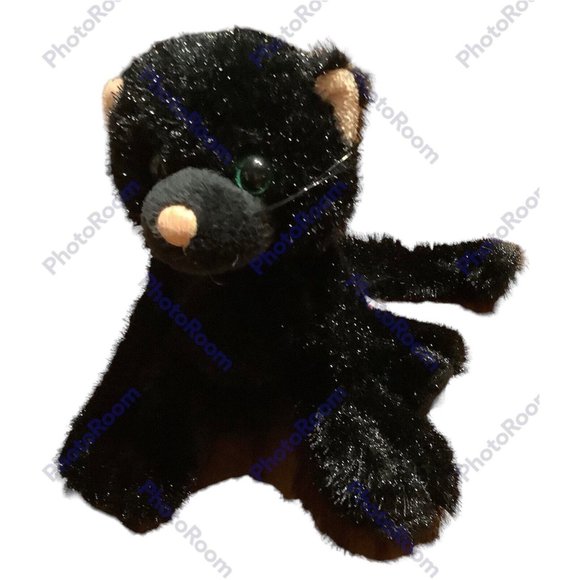 Gantz Webkinz Shimmery Black Cat Green Eyes Long Tail Soft Plush Stuffed Animal - Picture 2 of 12